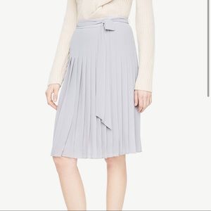 NWT Ann Taylor Pleated Full Skirt, Ice Slate, 0